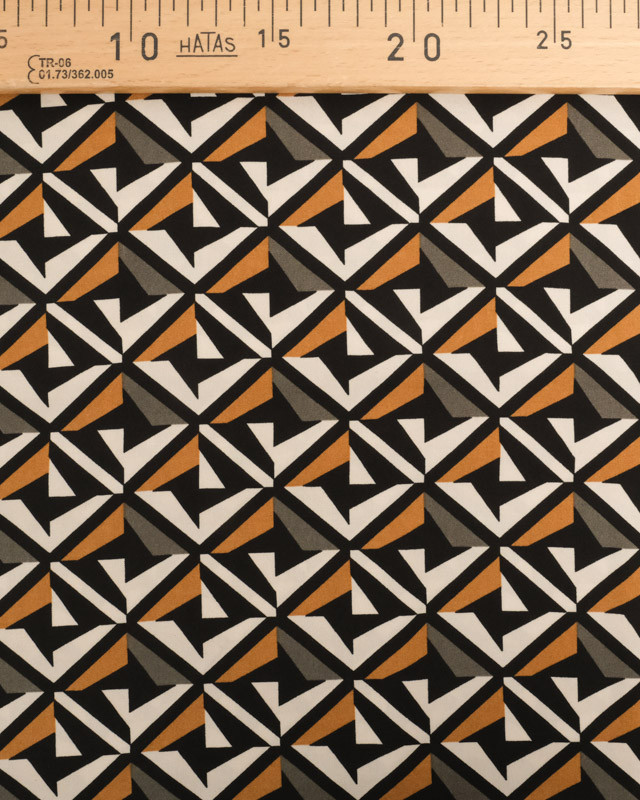 Twill De Viscose Motif Géométrique Caramel et Kaki - Mercerine