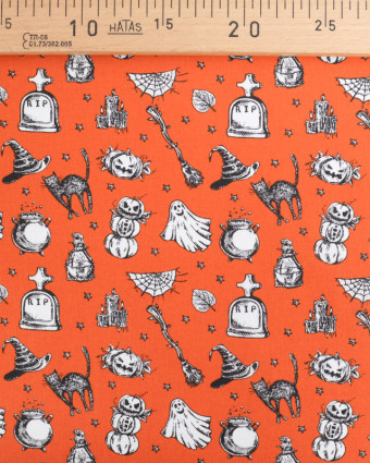Tissu Coton Halloween Orange - Mercerine