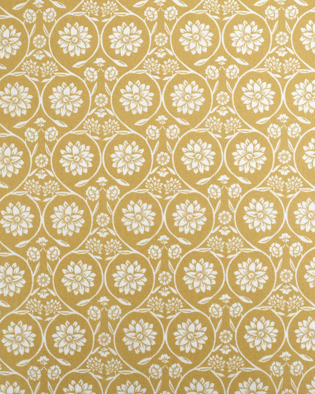 Cretonne de Coton Motif Floral Curry  - Oeko-Tex - Mercerine