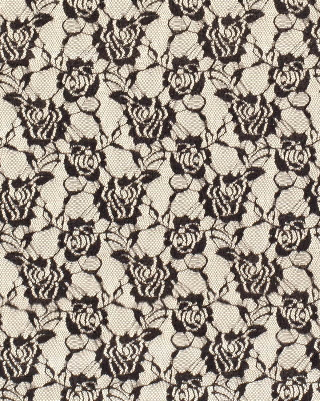 Tissu Milano Ecru Jolie Dentelle Noire - Oeko-Tex - Mercerine