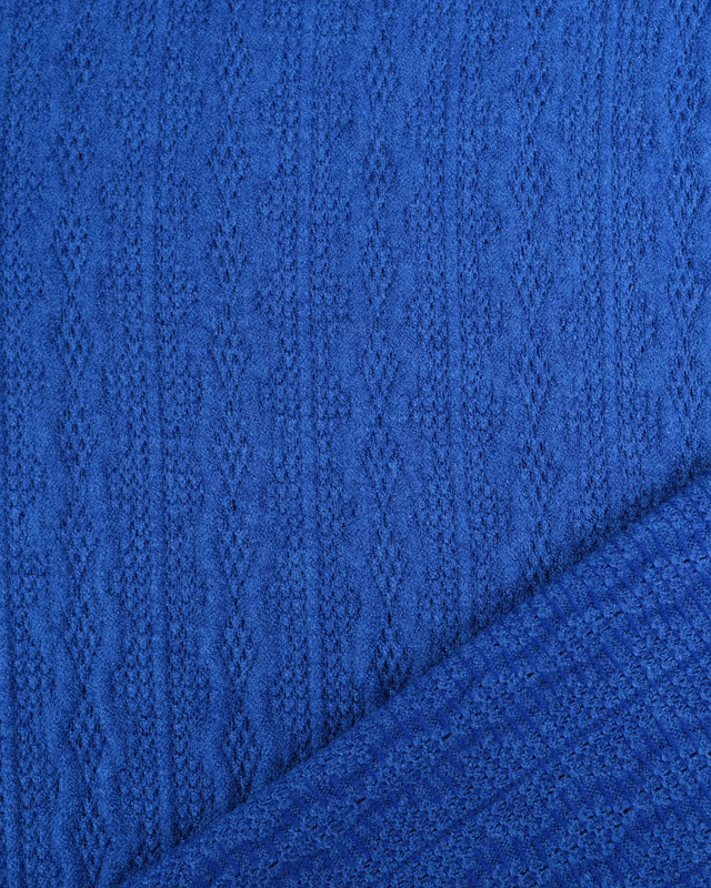 Tissu Maille Douce Ajourée Bleu Roi - Mercerine