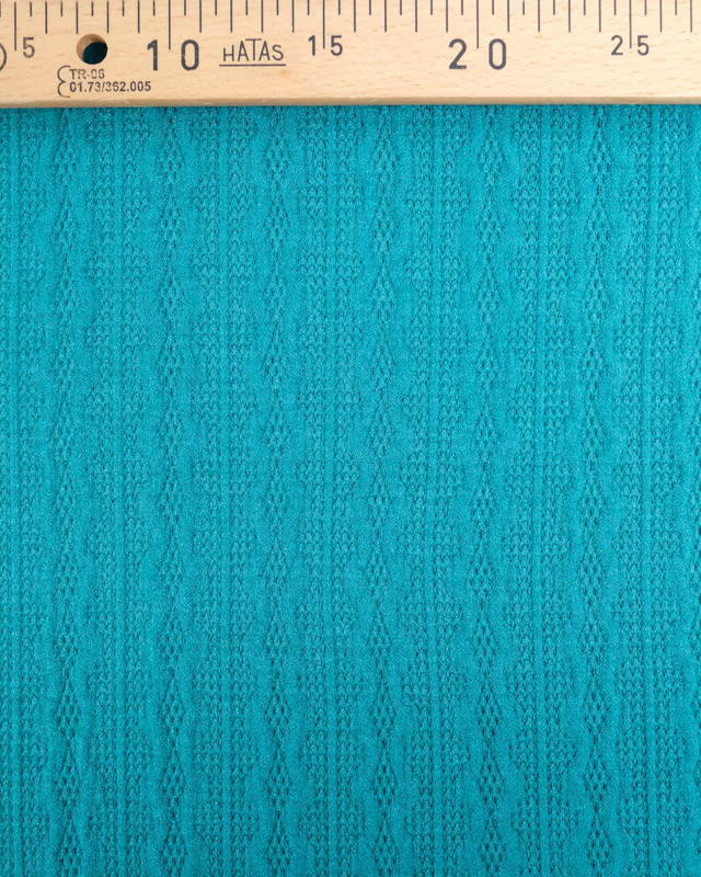 Tissu Maille Douce Ajourée Turquoise - Mercerine