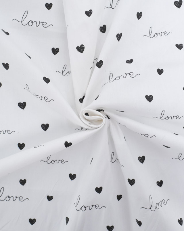 Tissu Coton à Colorier Arty Love - Fond Blanc Avec Motifs, Laize 146 Cm, Vendu Au 50 Cm - 7