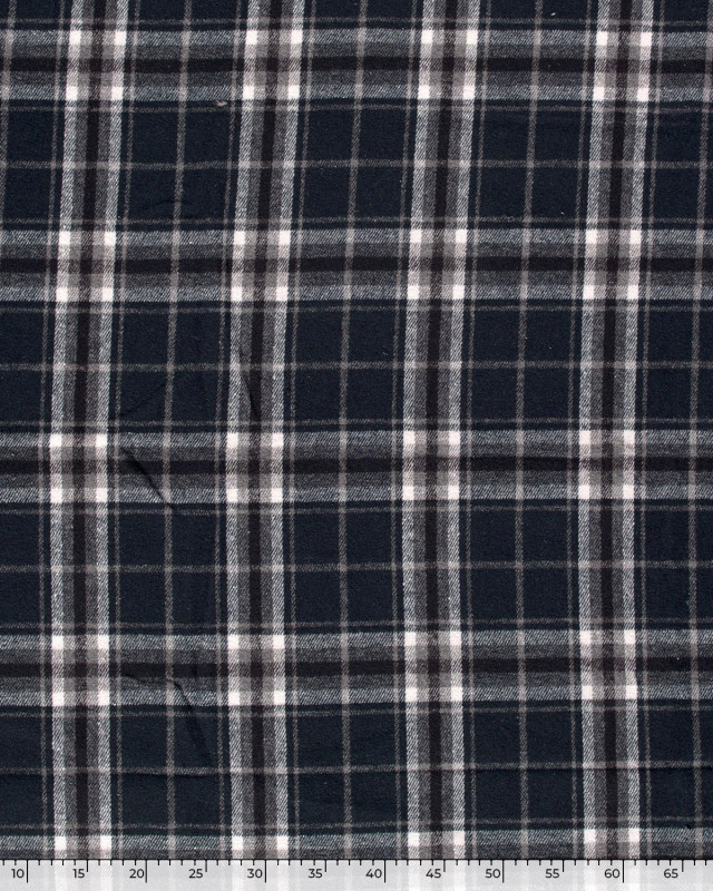 Tissu  Lainage à Carreaux Bleu Marine - Oeko-Tex - Mercerine