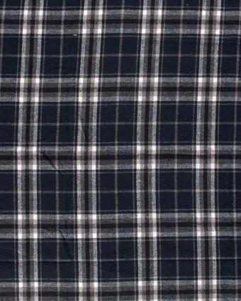 Tissu  Lainage à Carreaux Bleu Marine - Oeko-Tex - Mercerine