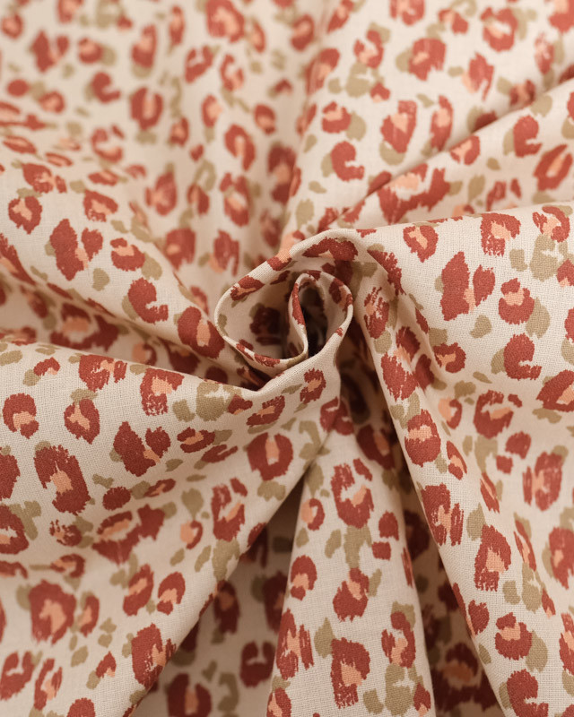 Tissu Coton Motif Léopard Marron et Kaki - Oeko-Tex - Mercerine