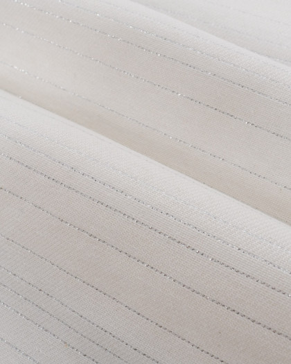 Tissu Noël Ecru Rayures Argent - 280cm  - Mercerine