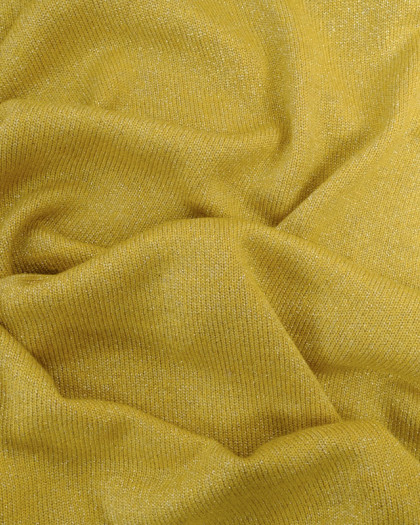 Tissu Maille Lurex Argenté Moutarde  - Mercerine