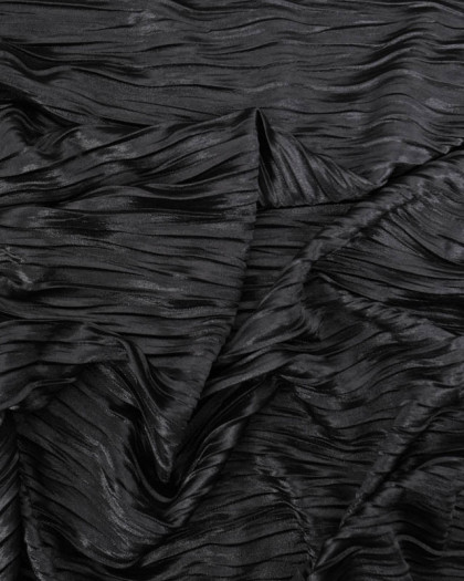 Tissu Plissé Noir léger Satiné - Mercerine