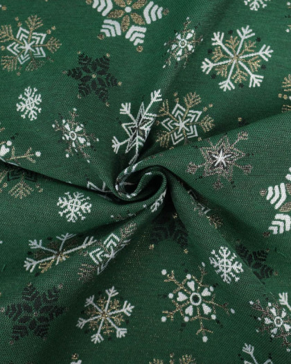 Jacquard de Noël Vert Motif Flocons de Neige - Mercerine