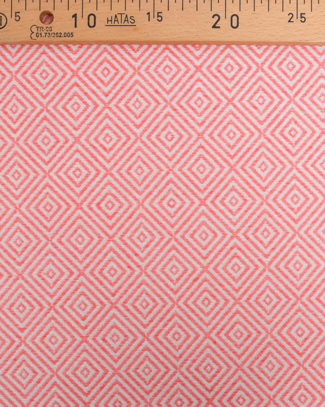 Tissu Jacquard Motif Losange Corail - Mercerine