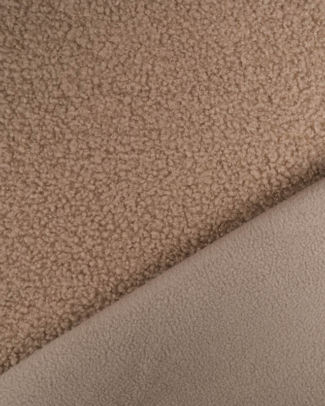 Tissu Petites Petites Bouclettes Taupe Envers Polaire 