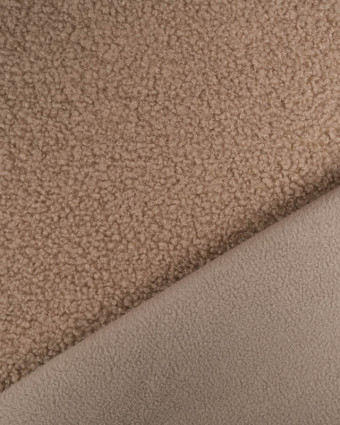 Tissu Petite Bouclette Taupe Envers Polaire Très Doux - Mercerine