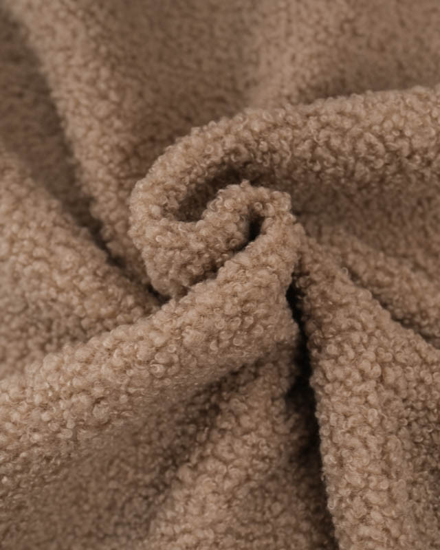 Tissu Petites Petites Bouclettes Taupe Envers Polaire 