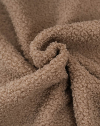 Tissu Petites Petites Bouclettes Taupe Envers Polaire 