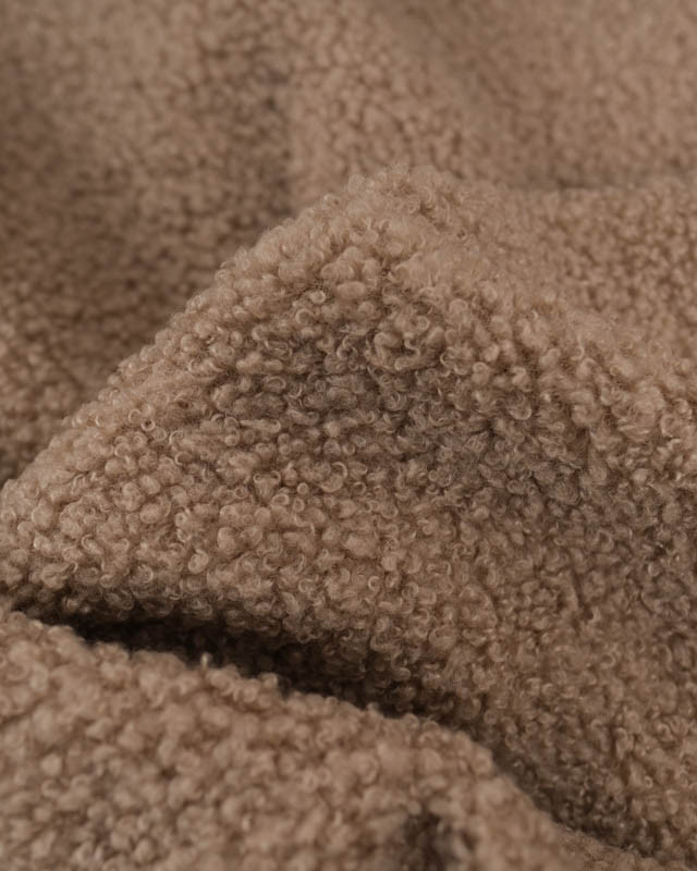 Tissu Petites Petites Bouclettes Taupe Envers Polaire 