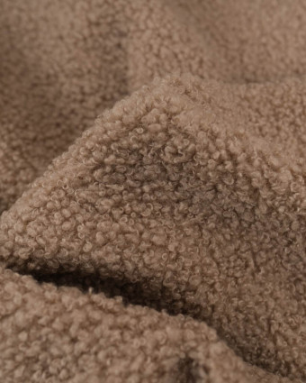 Tissu Petites Petites Bouclettes Taupe Envers Polaire 
