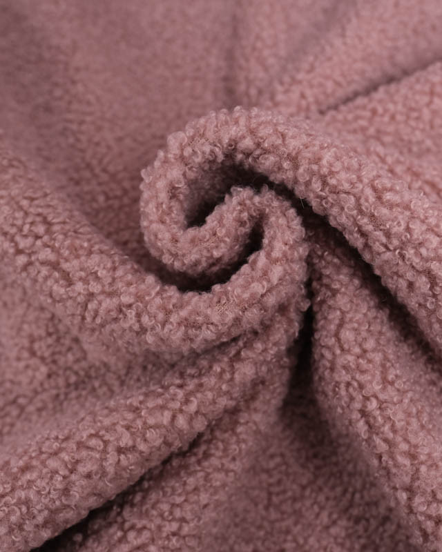 Tissu Petites Petites Bouclettes Vieux Rose Envers Polaire 