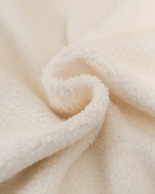 Tissu Petites Petites Bouclettes Ecru Envers Polaire 