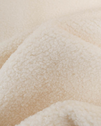 Tissu Petites Petites Bouclettes Ecru Envers Polaire 