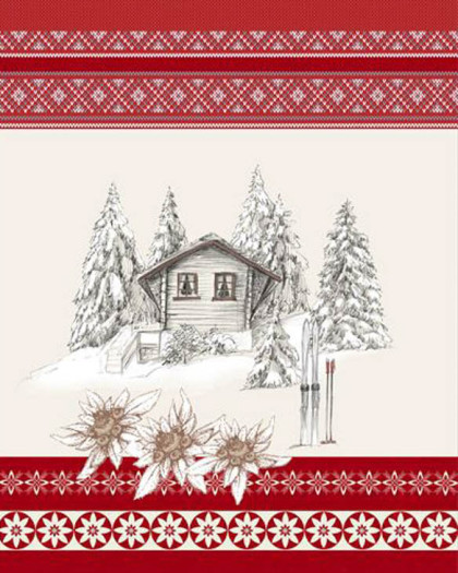 Torchon cuisine 50x70 cm - Chalet Ski - Mercerine