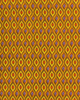 Viscose Motif Ethnique Moutarde et Violet Rayures Dorées - Mercerine