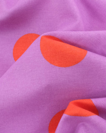 Flanelle Coton Violet Pois Rouge - Poppy Design - Mercerine