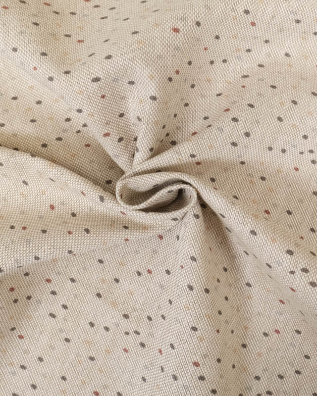Tissu Mousseline Polyester Imprimé Mini Pois - Fond Marron Chocolat, Pois Noirs - Laize 148 Cm, Vendu Au 50 Cm