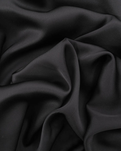 Satin de Viscose Uni Noir - Mercerine