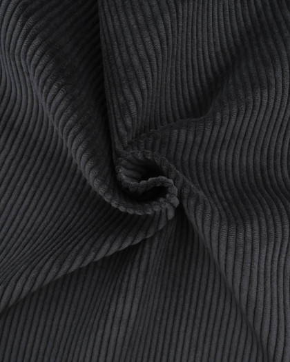 Velours Côtelé Ameublement Belém Anthracite - Mercerine