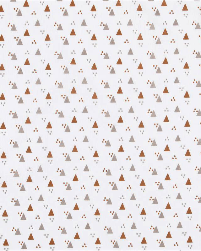 Tissu Coton Blanc Motif Géométrique Marron - Mercerine