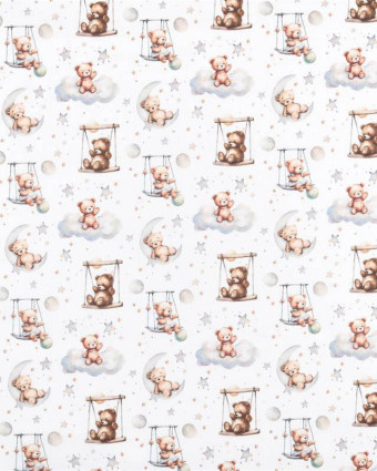 Tissu Coton Petit Ourson sur Balançoire  - Mercerine