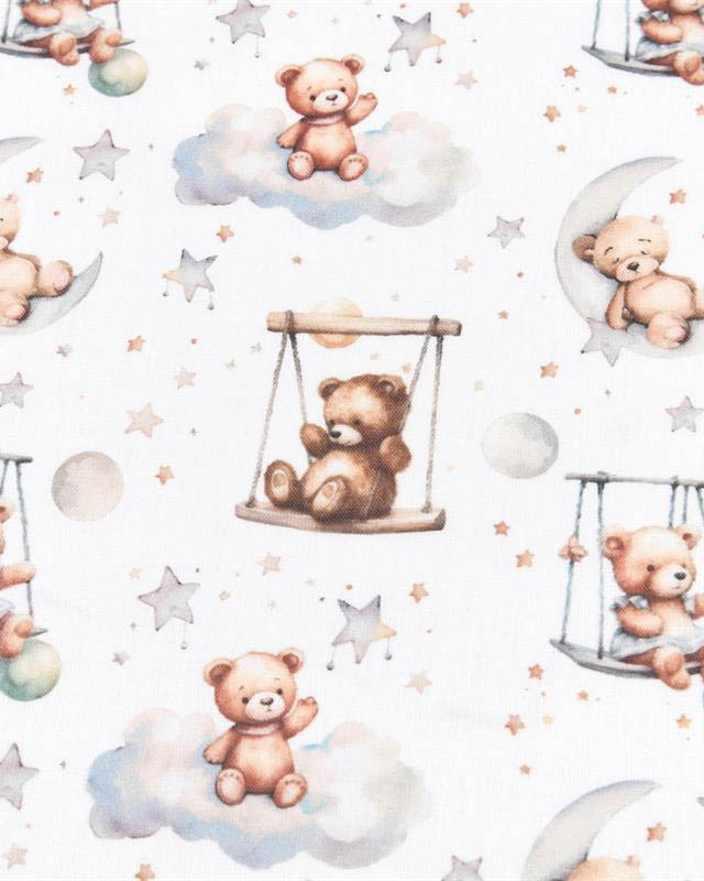 Tissu Coton Petit Ourson sur Balançoire  - Mercerine