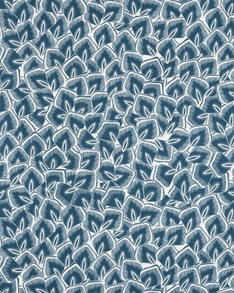 Cretonne de Coton Motif Feuillage Bleu - Mercerine