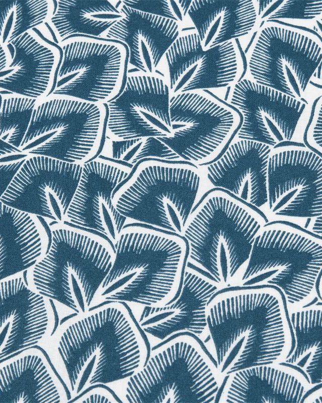 Cretonne de Coton Motif Feuillage Bleu - Mercerine