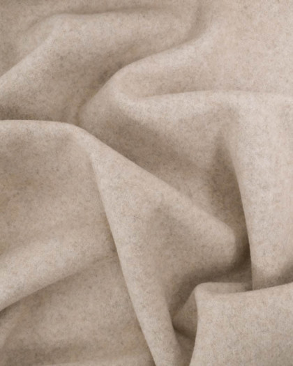 Tissu Lainage Epais Beige Chiné - Mercerine