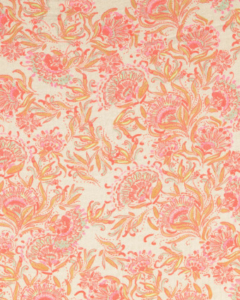 Tissu Coton Gaufré léger Motif Floral Rose