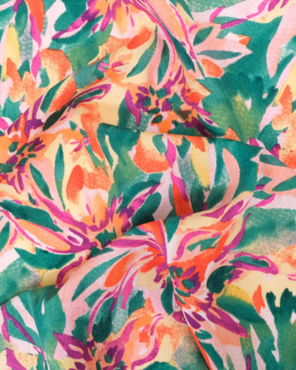 Tissu Viscose Joli Motif Floral Coloré - Mercerine