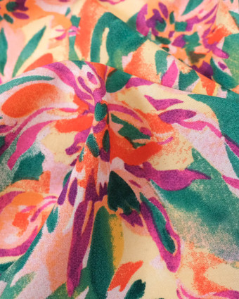 Tissu Viscose Joli Motif Floral Coloré - Mercerine