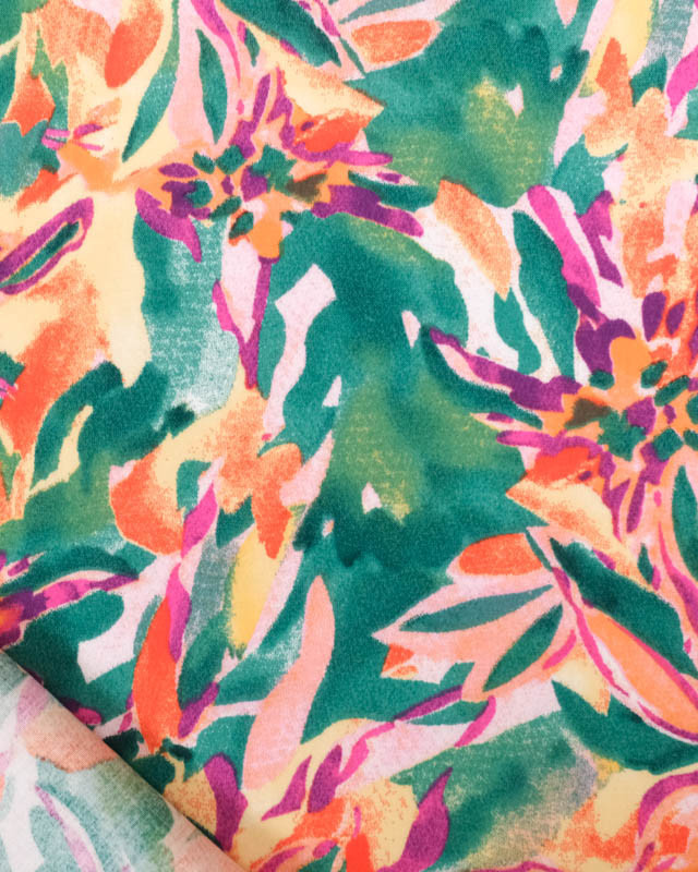 Tissu Viscose Joli Motif Floral Coloré - Mercerine