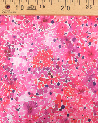 Voile de Coton Fleuri Rose - Mercerine