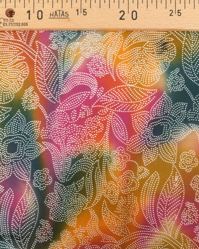 Viscose Batik Tie And Dye Multicolore Fleuri - Mercerine