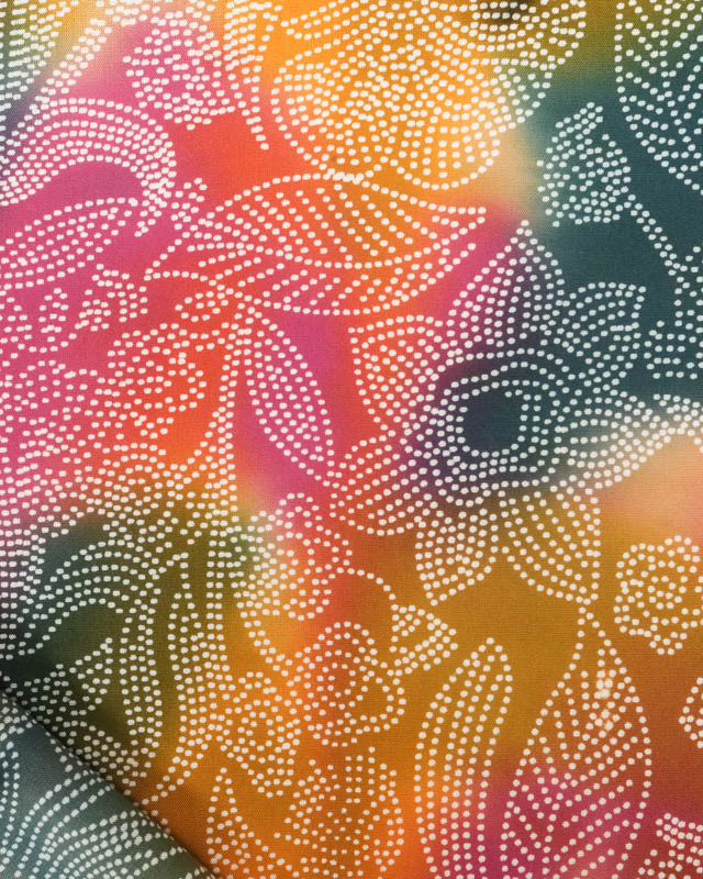 Viscose Batik Tie And Dye Multicolore Fleuri - Mercerine