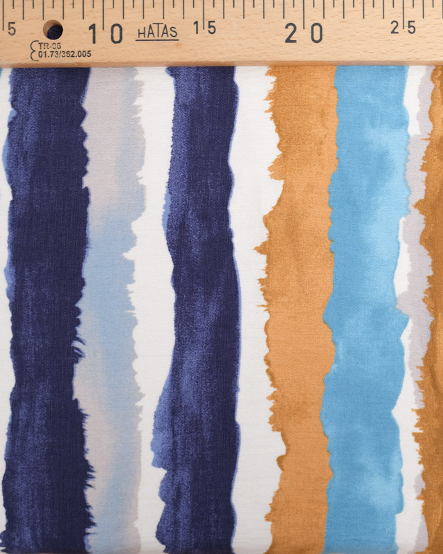 Tissu Figuerolles Rayures Bleues Fleuri - 100% Coton - Largeur 160 Cm - Vente Au Demi-mètre - Neuf