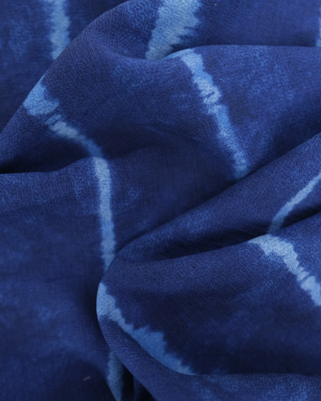 Viscose Mélangée Texturée Rayures Tie and Dye Bleu Marine - Mercerine