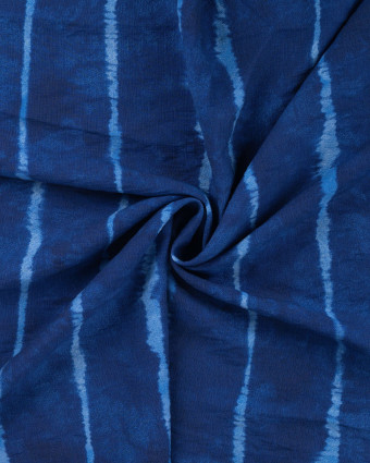 Viscose Mélangée Texturée Rayures Tie and Dye Bleu Marine - Mercerine