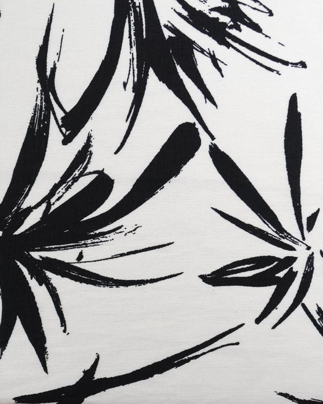Viscose Mélangée Texturée Ecrue Motif Floral Noir - Mercerine