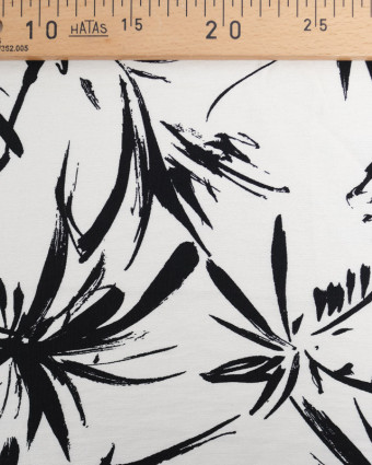Viscose Mélangée Texturée Ecrue Motif Floral Noir - Mercerine