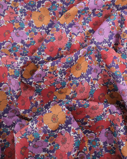 Tissu Liberty Fabrics@ Meadow Song Rouge et Violet - Mercerine