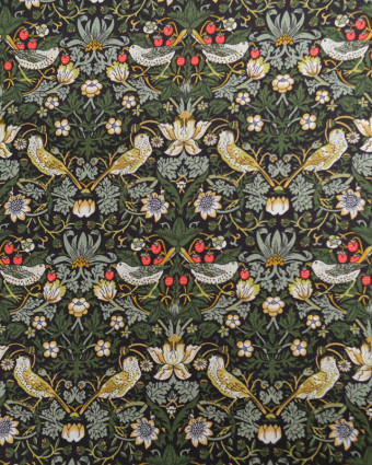 Tissu Liberty Fabrics@ Strawberry Thief Vert Kaki - Mercerine